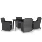 vidaXL Juego de comedor de jardín 5 piezas con cojines negro vidaXL Juego de comedor de jardín 5 piezas con cojines negro