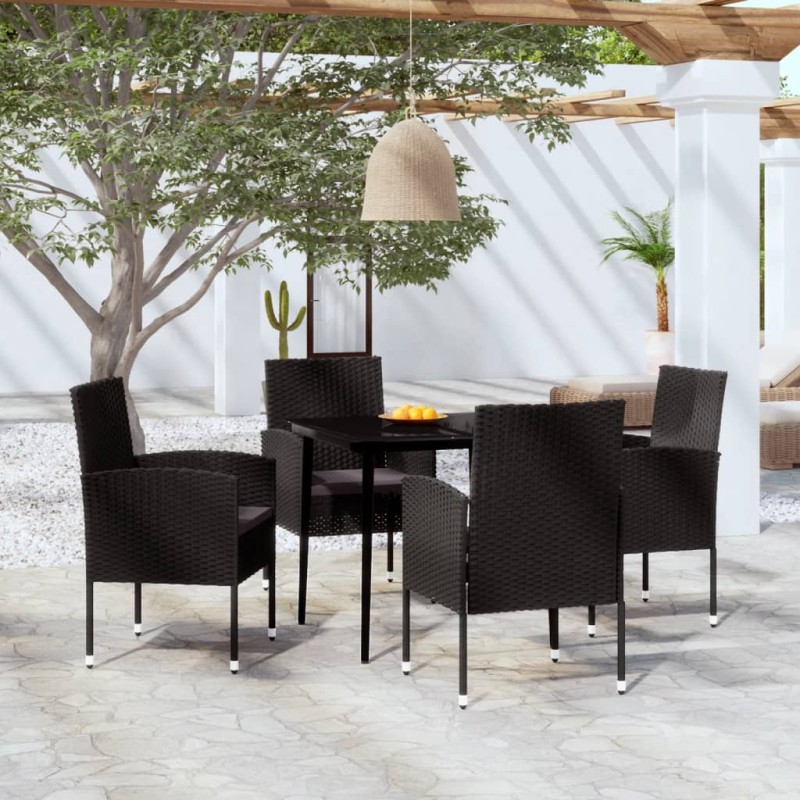 vidaXL Juego de comedor para jardín 5 piezas negro vidaXL Juego de comedor para jardín 5 piezas negro