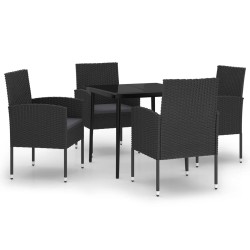 vidaXL Juego de comedor para jardín 5 piezas negro