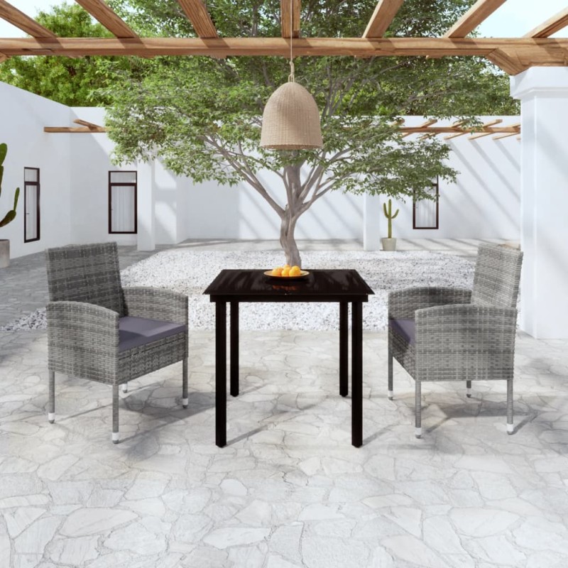 vidaXL Juego de comedor de jardín 3 piezas gris antracita vidaXL Juego de comedor de jardín 3 piezas gris antracita