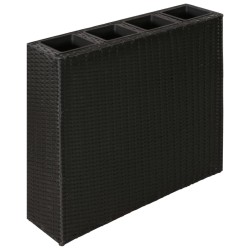 vidaXL Jardinera alta con 4 macetas ratán sintético negro 