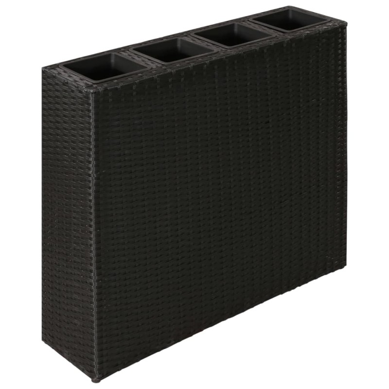 vidaXL Jardinera alta con 4 macetas ratán sintético negro vidaXL Jardinera alta con 4 macetas ratán sintético negro