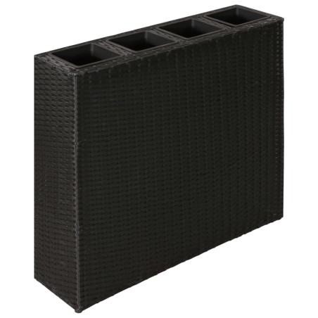 vidaXL Jardinera alta con 4 macetas ratán sintético negro 