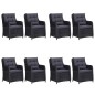 vidaXL Juego de comedor de jardín 9 piezas negro vidaXL Juego de comedor de jardín 9 piezas negro