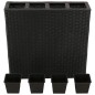 vidaXL Jardinera alta con 4 macetas ratán sintético negro vidaXL Jardinera alta con 4 macetas ratán sintético negro
