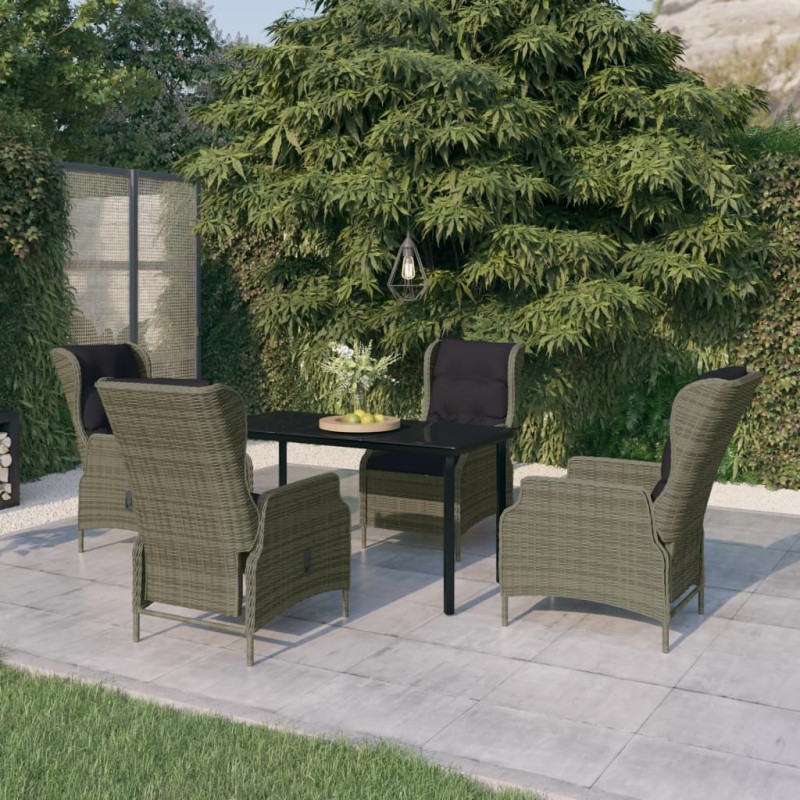 vidaXL Juego de comedor de jardín 5 piezas con cojines marrón vidaXL Juego de comedor de jardín 5 piezas con cojines marrón