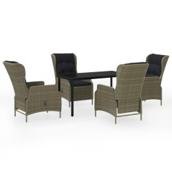 vidaXL Juego de comedor de jardín 5 piezas con cojines marrón