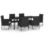vidaXL Juego de comedor para jardín 7 piezas negro vidaXL Juego de comedor para jardín 7 piezas negro