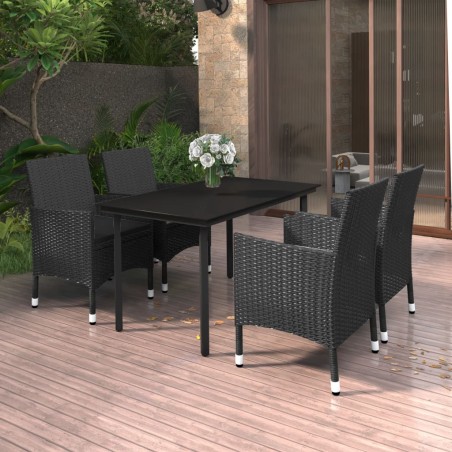 vidaXL Set comedor de jardín 5 pzas y cojines ratán sintético y vidrio