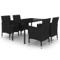 vidaXL Set comedor de jardín 5 pzas y cojines ratán sintético y vidrio vidaXL Set comedor de jardín 5 pzas y cojines ratán sintético y vidrio