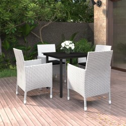 vidaXL Set comedor de jardín 5 pzas y cojines ratán sintético y vidrio