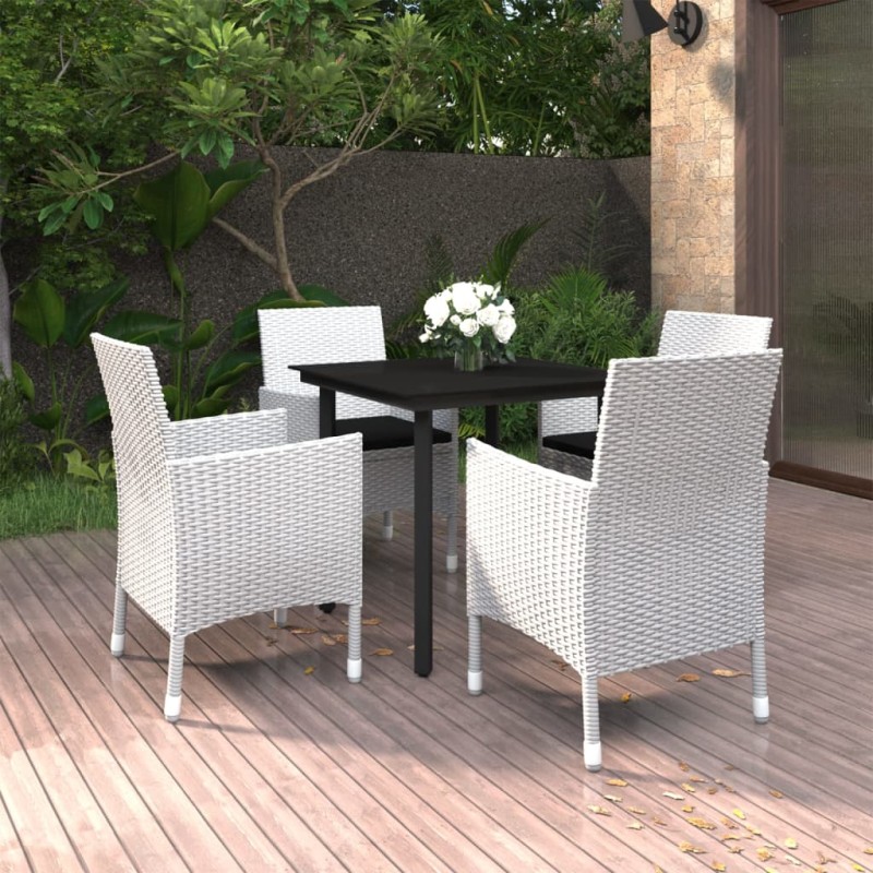 vidaXL Set comedor de jardín 5 pzas y cojines ratán sintético y vidrio vidaXL Set comedor de jardín 5 pzas y cojines ratán sintético y vidrio