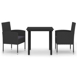 vidaXL Juego de comedor para jardín 3 piezas negro