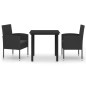 vidaXL Juego de comedor para jardín 3 piezas negro vidaXL Juego de comedor para jardín 3 piezas negro