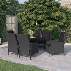 vidaXL Juego de comedor de jardín 7 piezas gris oscuro