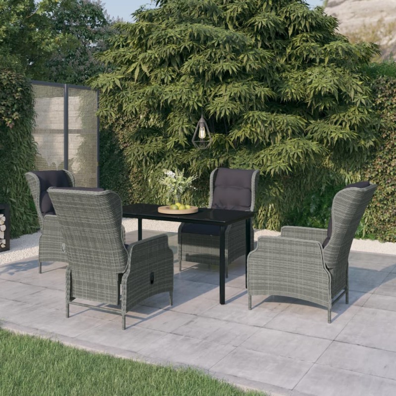 vidaXL Juego de comedor para jardín 5 piezas ratán sintético gris vidaXL Juego de comedor para jardín 5 piezas ratán sintético gris