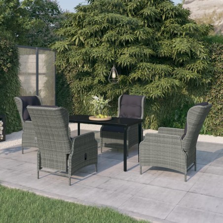 vidaXL Juego de comedor para jardín 5 piezas ratán sintético gris