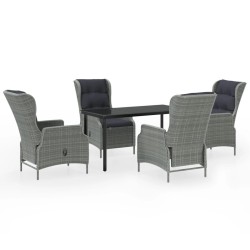 vidaXL Juego de comedor para jardín 5 piezas ratán sintético gris
