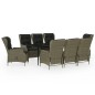 vidaXL Juego de comedor de jardín 9 piezas marrón vidaXL Juego de comedor de jardín 9 piezas marrón
