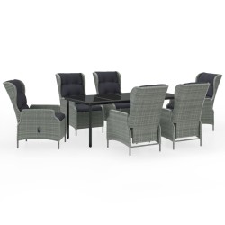 vidaXL Juego de comedor de jardín 7 piezas ratán sintético gris