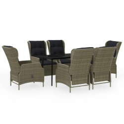 vidaXL Juego de comedor de jardín 7 piezas marrón