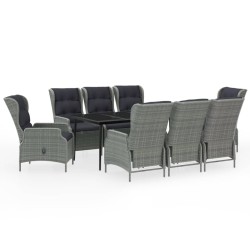 vidaXL Juego de comedor de jardín 9 piezas gris claro