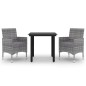 vidaXL Set comedor de jardín 3 pzas y cojines ratán sintético y vidrio