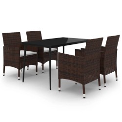 vidaXL Set comedor de jardín 5 pzas y cojines ratán sintético y vidrio