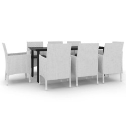 vidaXL Set comedor de jardín 9 pzas y cojines ratán sintético y vidrio