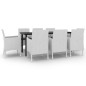 vidaXL Set comedor de jardín 9 pzas y cojines ratán sintético y vidrio vidaXL Set comedor de jardín 9 pzas y cojines ratán sintético y vidrio
