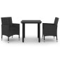 vidaXL Set comedor de jardín 3 pzas y cojines ratán sintético y vidrio vidaXL Set comedor de jardín 3 pzas y cojines ratán sintético y vidrio