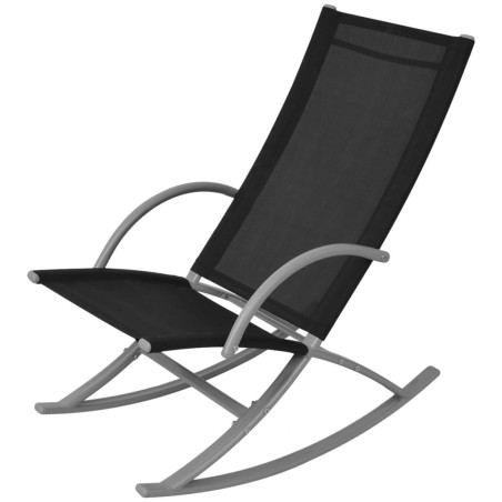 vidaXL Sillas mecedoras de jardín 2 unidades acero y textilene negro