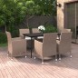vidaXL Set comedor de jardín 7 pzas y cojines ratán sintético y vidrio vidaXL Set comedor de jardín 7 pzas y cojines ratán sintético y vidrio