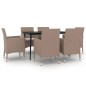 vidaXL Set comedor de jardín 7 pzas y cojines ratán sintético y vidrio vidaXL Set comedor de jardín 7 pzas y cojines ratán sintético y vidrio