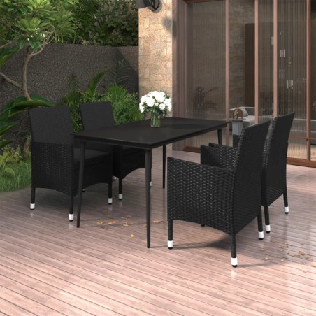 vidaXL Set comedor de jardín 5 pzas y cojines ratán sintético y vidrio