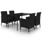 vidaXL Set comedor de jardín 5 pzas y cojines ratán sintético y vidrio vidaXL Set comedor de jardín 5 pzas y cojines ratán sintético y vidrio