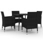 vidaXL Set comedor de jardín 5 pzas y cojines ratán sintético y vidrio vidaXL Set comedor de jardín 5 pzas y cojines ratán sintético y vidrio