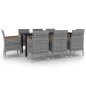 vidaXL Set comedor de jardín 9 pzas y cojines ratán sintético y vidrio vidaXL Set comedor de jardín 9 pzas y cojines ratán sintético y vidrio