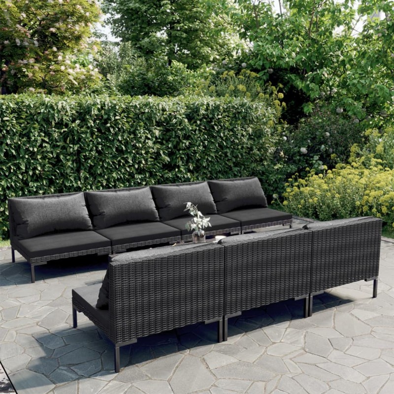 vidaXL Set sofás de jardín 8 pzas cojines ratán sintético gris oscuro vidaXL Set sofás de jardín 8 pzas cojines ratán sintético gris oscuro