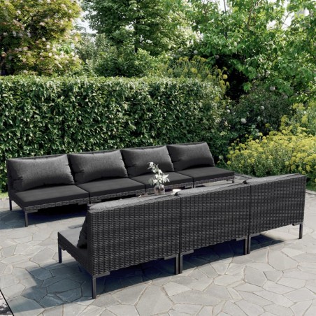 vidaXL Set sofás de jardín 8 pzas cojines ratán sintético gris oscuro