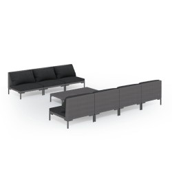 vidaXL Set sofás de jardín 8 pzas cojines ratán sintético gris oscuro