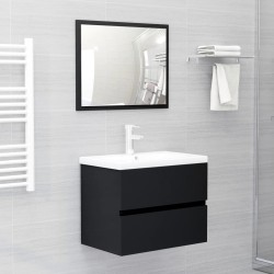 vidaXL Juego de muebles de baño 2 pzas madera contrachapada negro