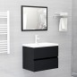 vidaXL Juego de muebles de baño 2 pzas madera contrachapada negro