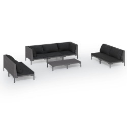 vidaXL Set sofás de jardín 8 pzas cojines ratán sintético gris oscuro