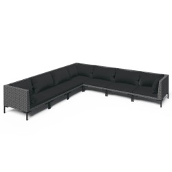 vidaXL Sofás de jardín 7 piezas y cojines ratán sintético gris oscuro