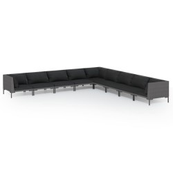 vidaXL Sofás de jardín 9 pzas y cojines ratán sintético gris oscuro