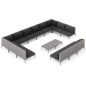 vidaXL Muebles de jardín 14 pzas y cojines ratán sintético gris oscuro
