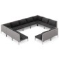 vidaXL Sofás de jardín 11 pzas y cojines ratán sintético gris oscuro