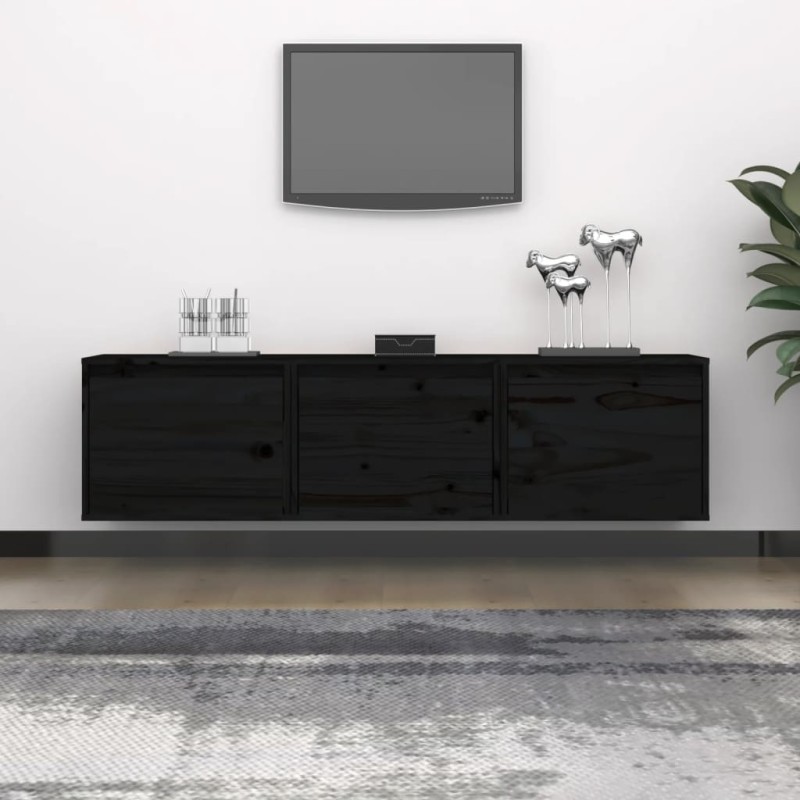 vidaXL Muebles para TV 3 piezas madera maciza de pino negro vidaXL Muebles para TV 3 piezas madera maciza de pino negro
