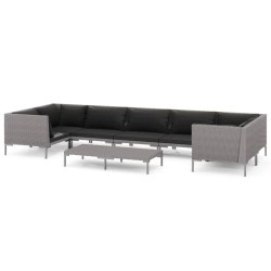 vidaXL Set sofás de jardín 8 pzas cojines ratán sintético gris oscuro